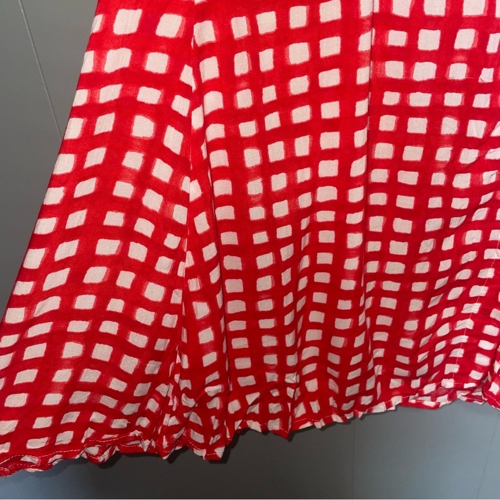 Anthropologie 11:1 Tylho Percy Tunic Red White Gingham Plaid Windowpane Medium - Picture 5 of 7